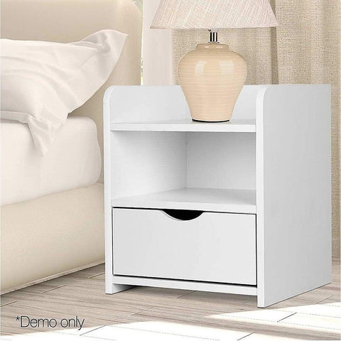 Bedside Table Side Nightstand Storage Drawer Shelf Bedroom Unit Chez Guru