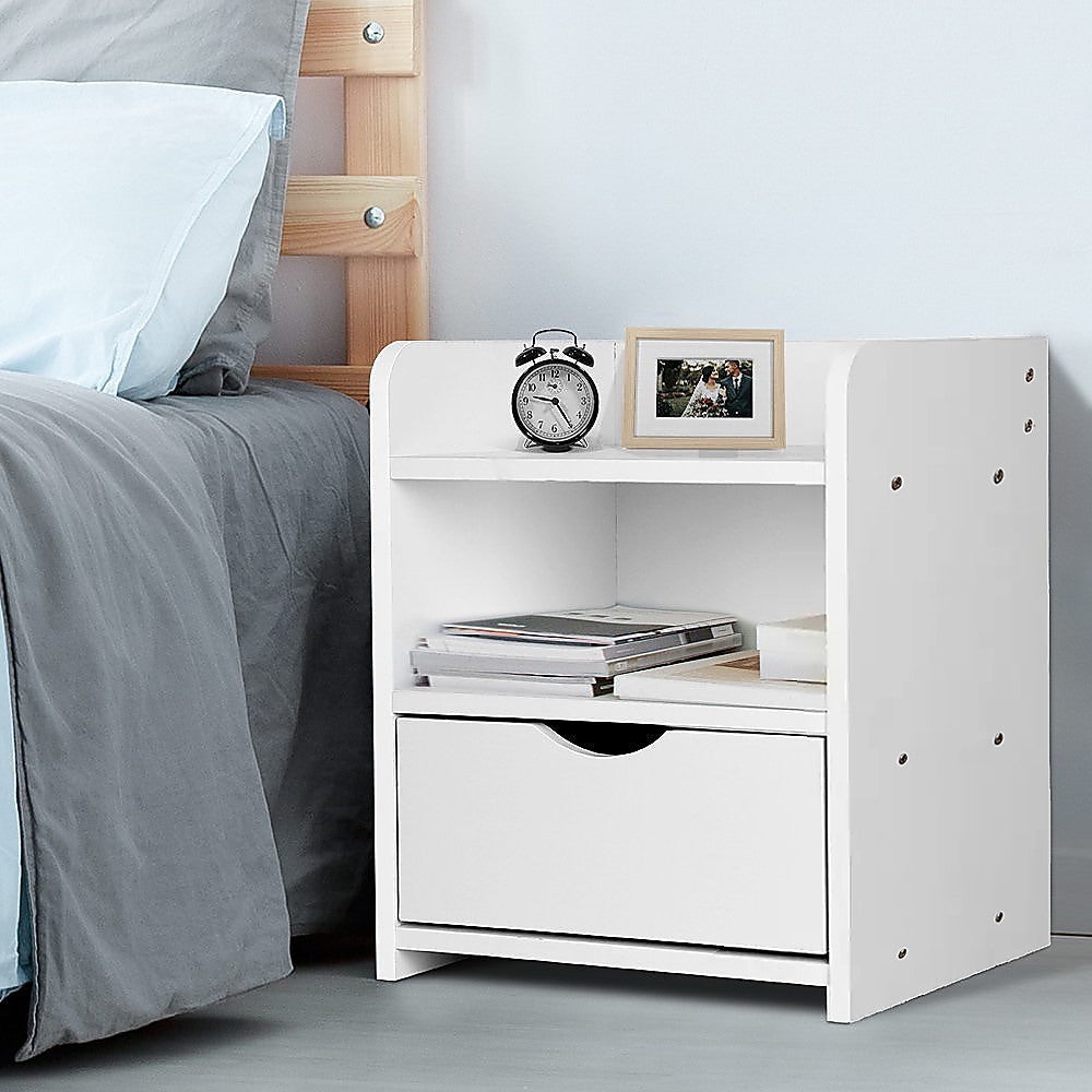 Bedside Table Side Nightstand Storage Drawer Shelf Bedroom Unit Chez Guru