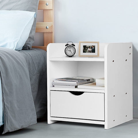 Bedside Table Side Nightstand Storage Drawer Shelf Bedroom Unit Chez Guru