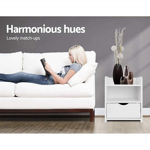 Bedside Table Side Nightstand Storage Drawer Shelf Bedroom Unit Chez Guru