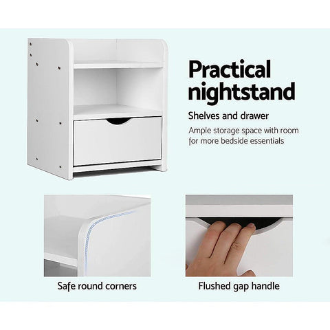 Bedside Table Side Nightstand Storage Drawer Shelf Bedroom Unit Chez Guru