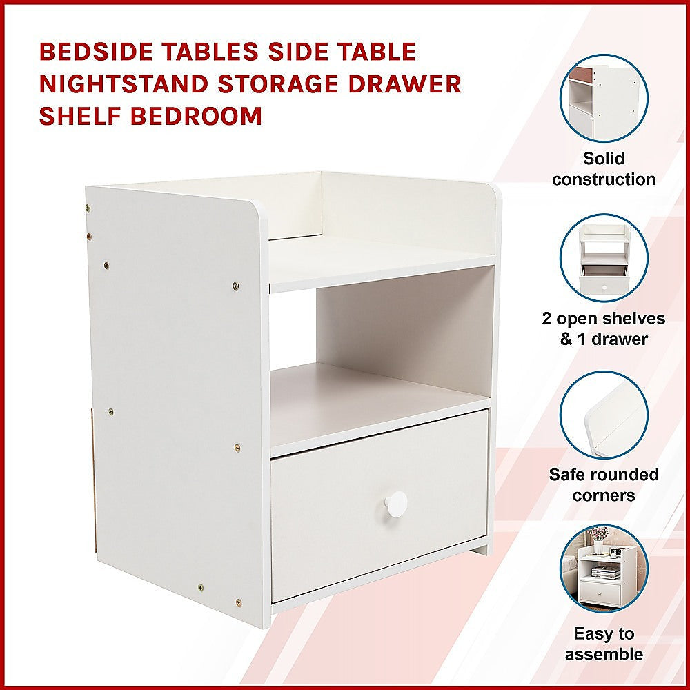 Bedside Tables Side Table Nightstand Storage Drawer Shelf Bedroom Chez Guru