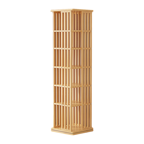 360 Rotating Bookshelf Bamboo Storage Display Rack Shelving in Wood