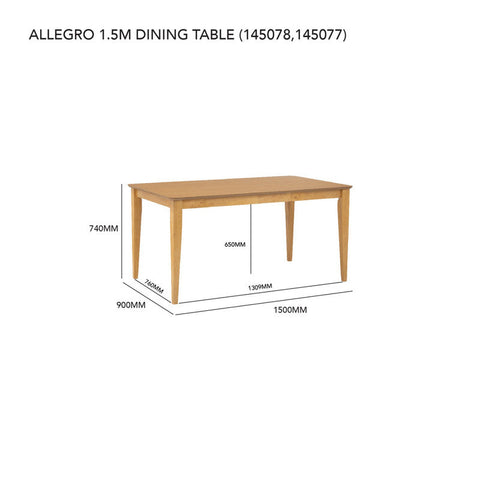 Allergo Dining Table 150cm Timber Dining Table - Natural Chez Guru