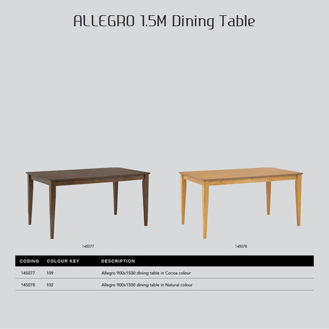 Allergo Dining Table 150cm Timber Dining Table - Natural Chez Guru