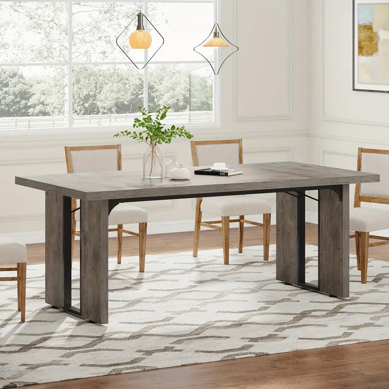 NNETMLT Rustic  Rectangular Dining Table Chez Guru