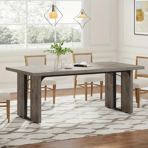 NNETMLT Rustic  Rectangular Dining Table Chez Guru