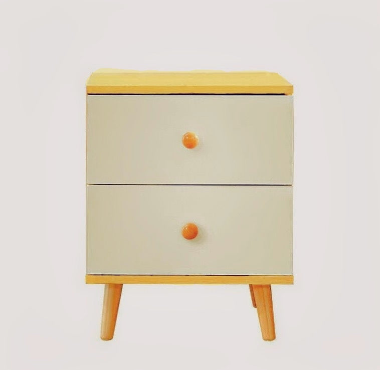 NNECN Wooden Bedside Cabinet with Two Drawers and Sturdy Legs Chez Guru