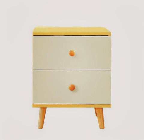 NNECN Wooden Bedside Cabinet with Two Drawers and Sturdy Legs Chez Guru