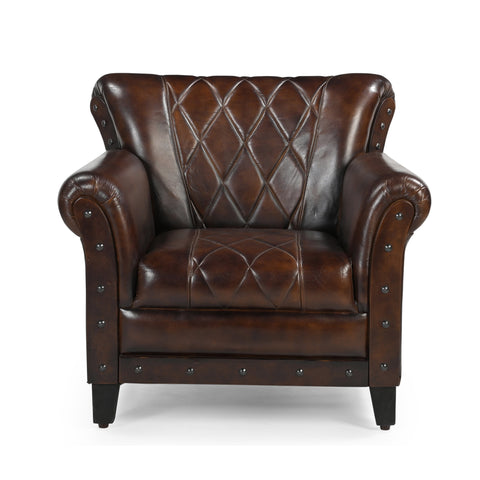 STUDDED LEATHER ARM CHAIR Chez Guru