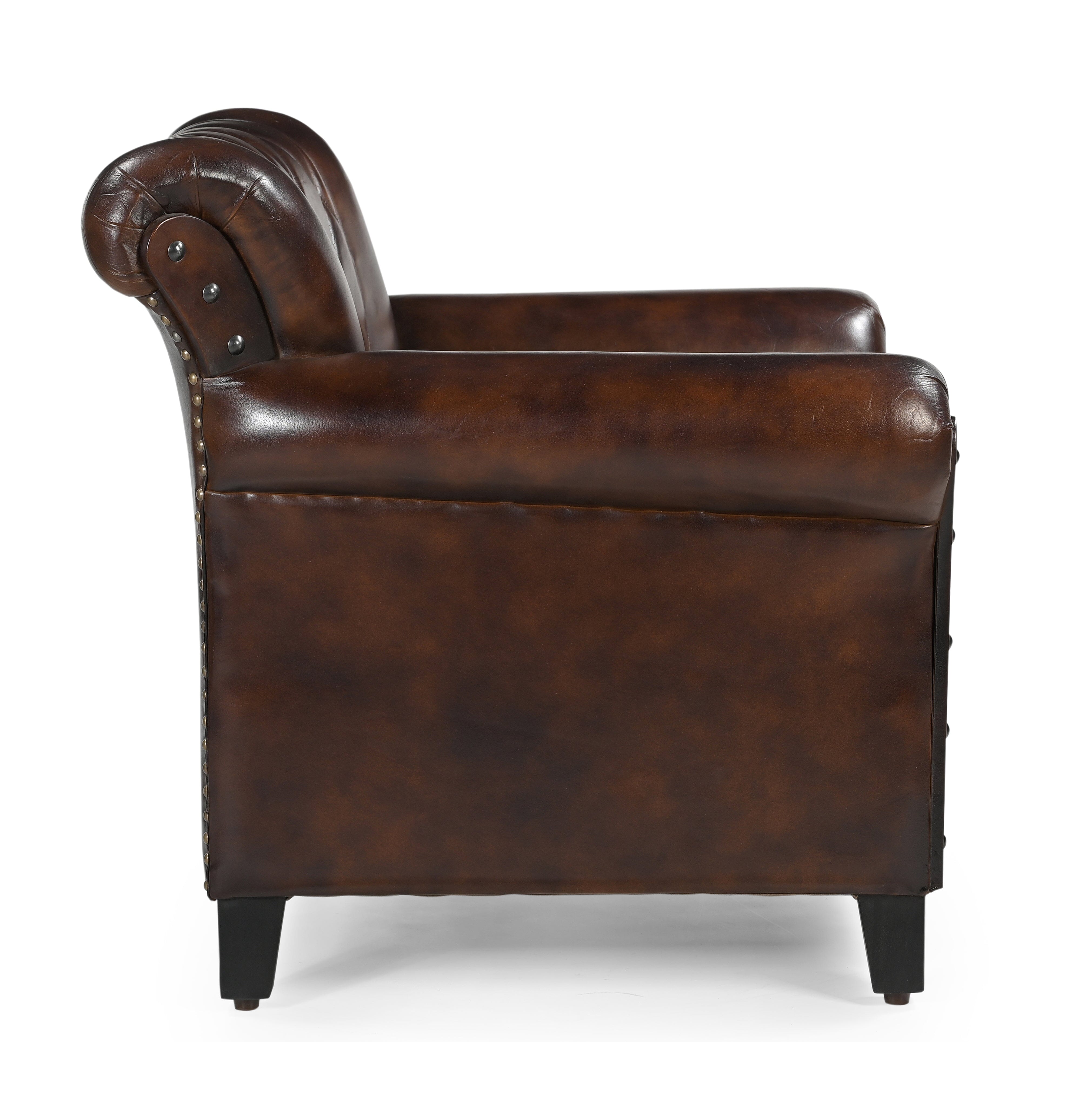 STUDDED LEATHER ARM CHAIR Chez Guru