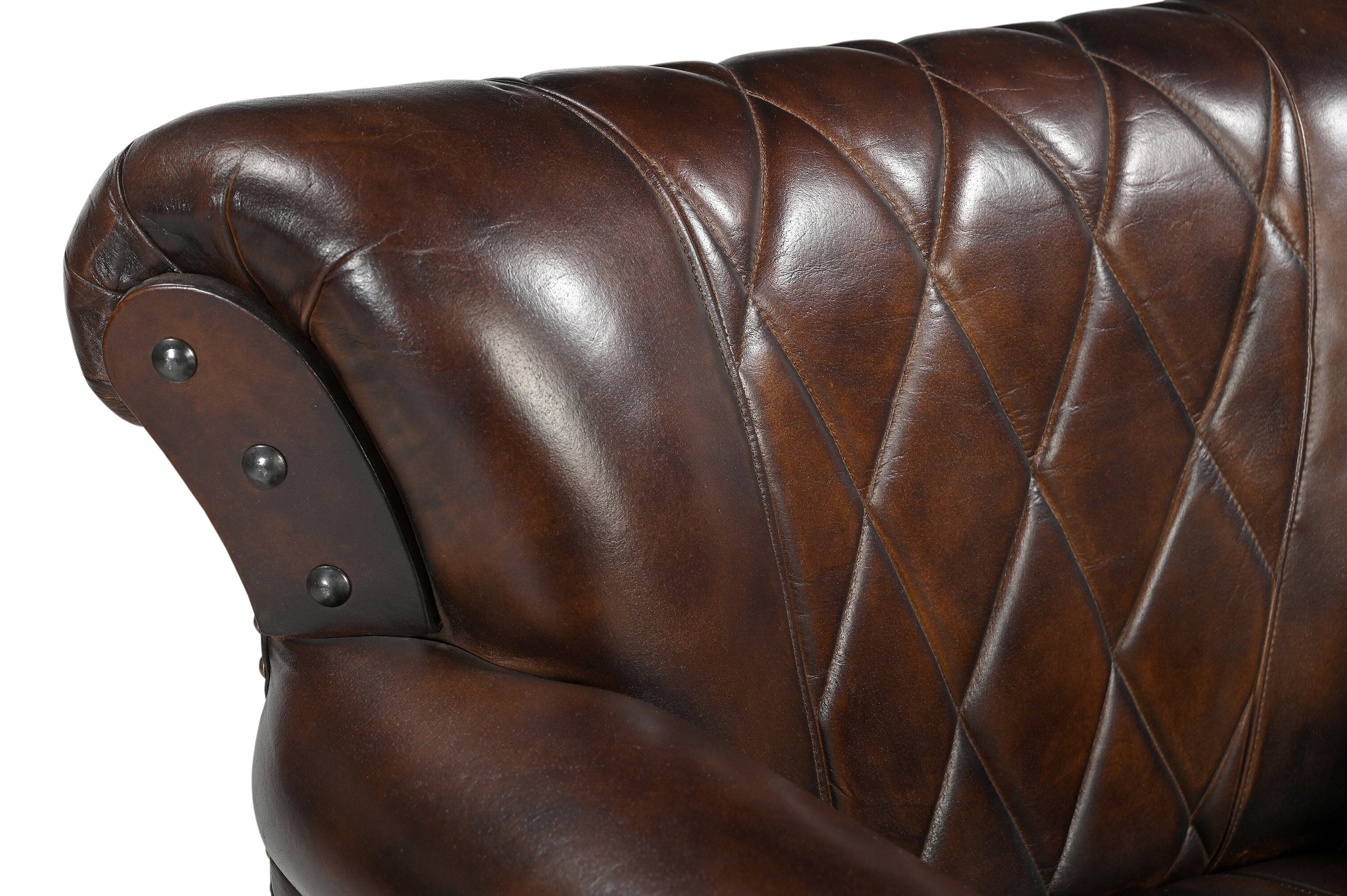 STUDDED LEATHER ARM CHAIR Chez Guru