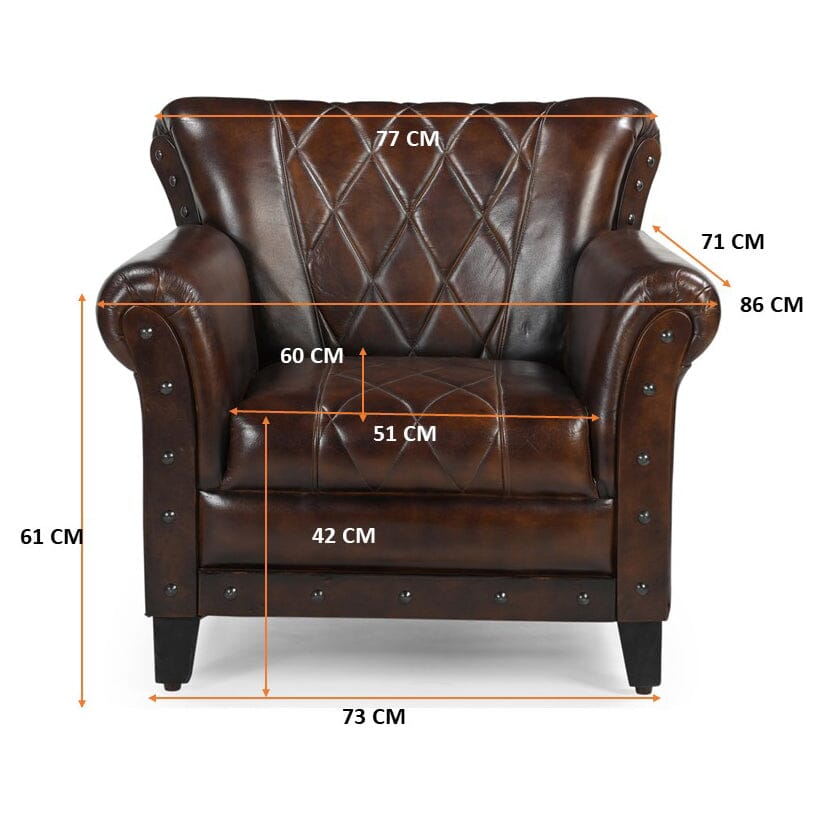 STUDDED LEATHER ARM CHAIR Chez Guru