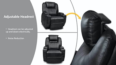 Recliner Lift Heat Massage Armchair Sofa Leather 2 Motor Chair Black Chez Guru