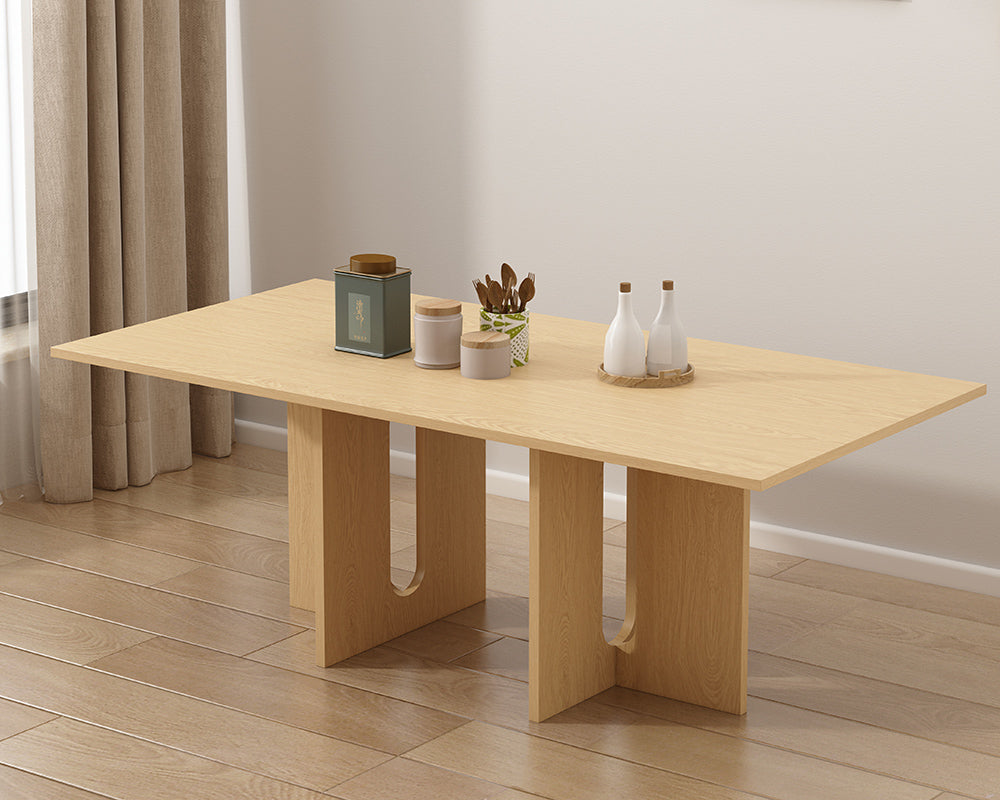 Walnut Melamine Dining Table 6 Seater Chez Guru