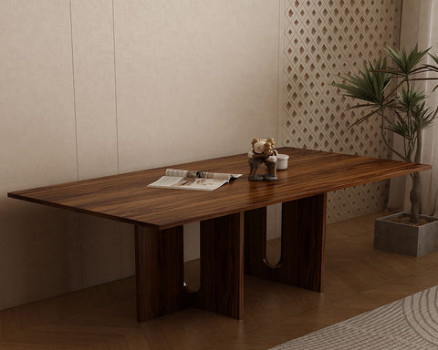 Walnut Melamine Dining Table 6 Seater Chez Guru