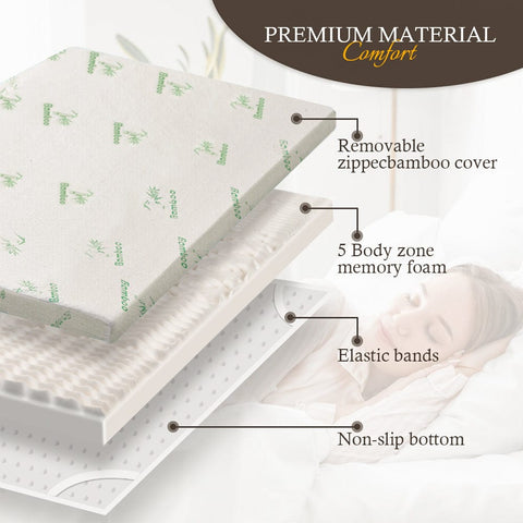 4cm Memory Foam Mattress Topper with Bamboo Cover - Double Chez Guru