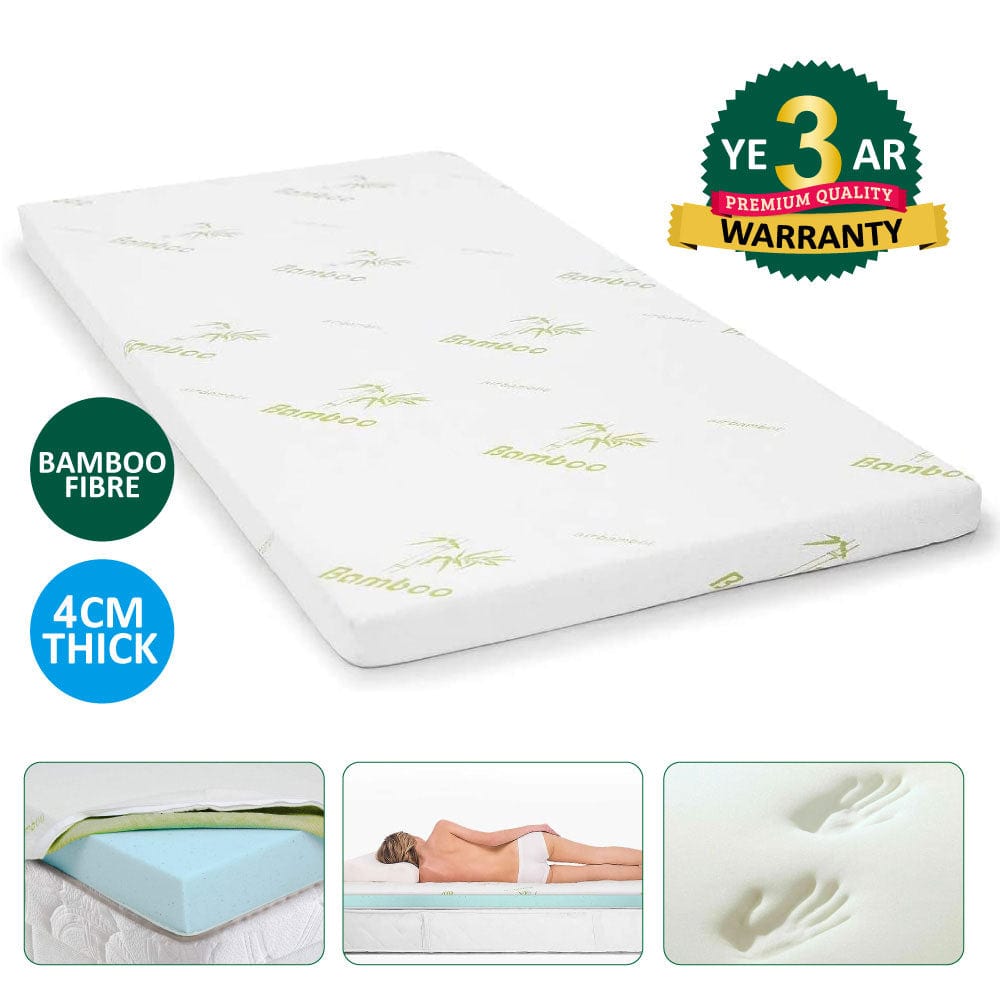 4cm Memory Foam Mattress Topper with Bamboo Cover - Double Chez Guru