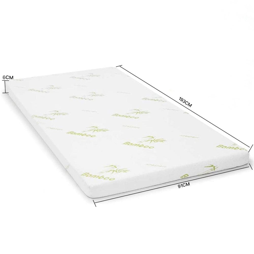 6cm Memory Foam Mattress Topper with Bamboo Cover - Single Chez Guru