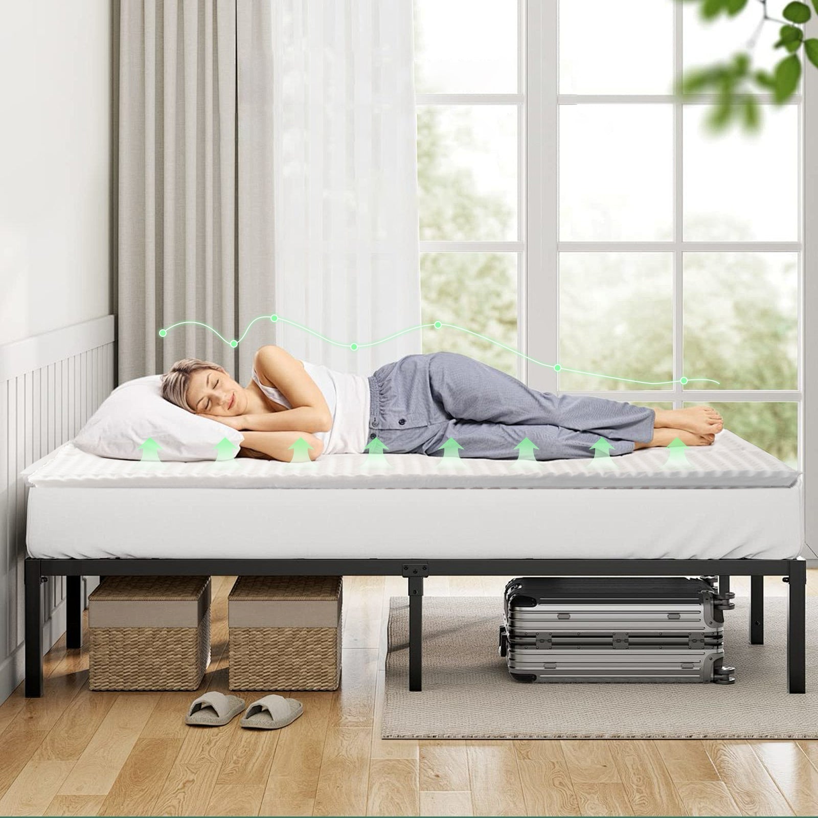 8cm Memory Foam Mattress Topper with Bamboo Cover - Single Size Chez Guru