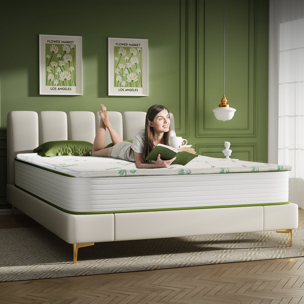 8cm Memory Foam Topper with Bamboo Mattress Cover - Queen Chez Guru