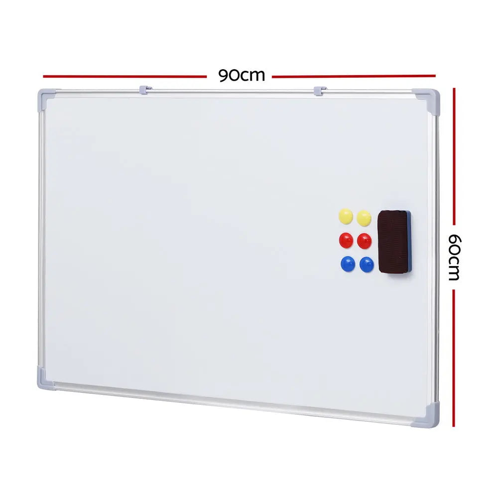 Magnetic Whiteboard 60x90cm Erase Board Marker Eraser Tray Home Office School Chez Guru