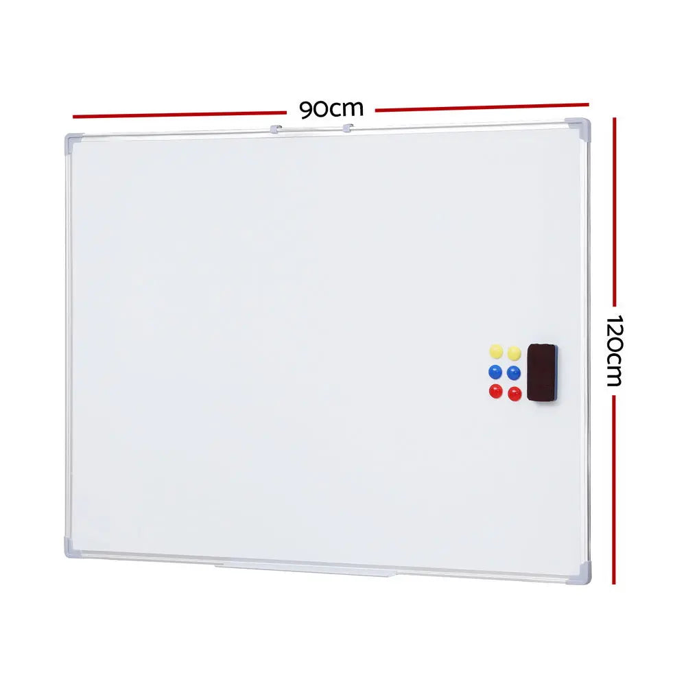 Magnetic Whiteboard 90x120cm Erase Board Marker Eraser Tray Home Office School Chez Guru
