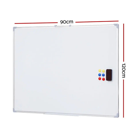 Magnetic Whiteboard 90x120cm Erase Board Marker Eraser Tray Home Office School Chez Guru