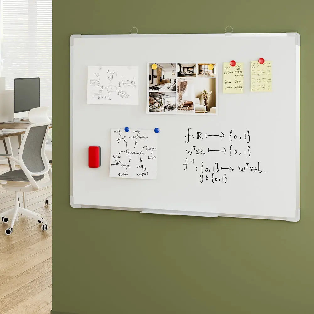 Magnetic Whiteboard 90x120cm Erase Board Marker Eraser Tray Home Office School Chez Guru
