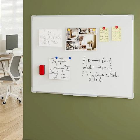 Magnetic Whiteboard 90x120cm Erase Board Marker Eraser Tray Home Office School Chez Guru