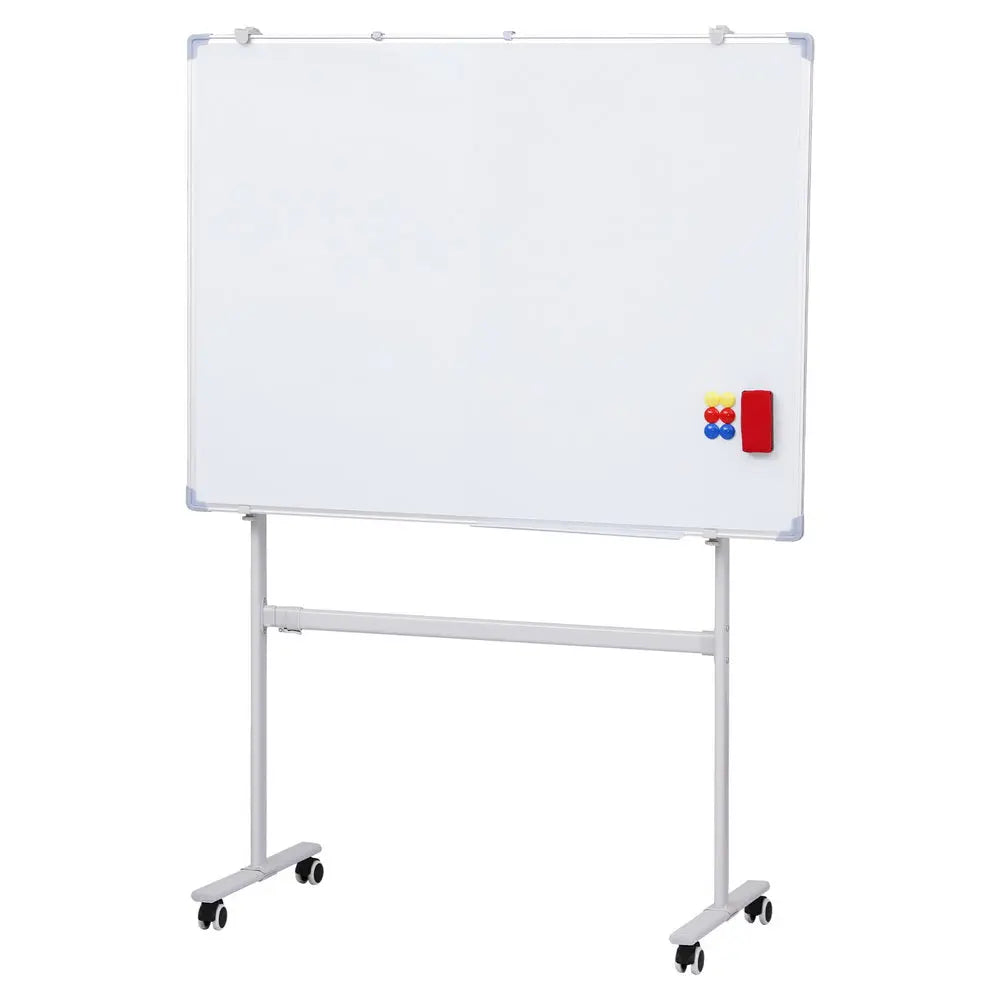 90x120cm Standing Whiteboard with Wheels Magnetic Double-Sided Erase Board Chez Guru