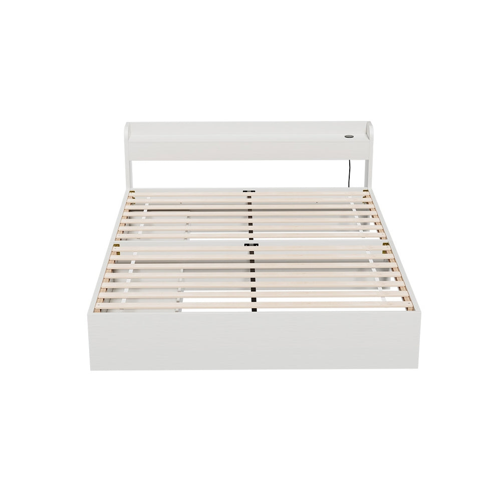 Artiss Bed Frame Double Size Mattress Base wtih Charging Ports 2 Storage Drawers Chez Guru