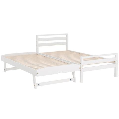 Artiss Bed Frame Single Size 2-in-1 Trundle Wooden White AVIS Chez Guru