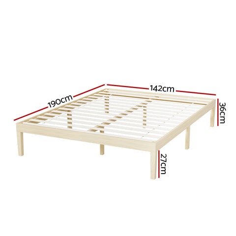 Artiss Bed Frame Double Size Wooden Base Mattress Platform Timber Pine BRUNO Chez Guru