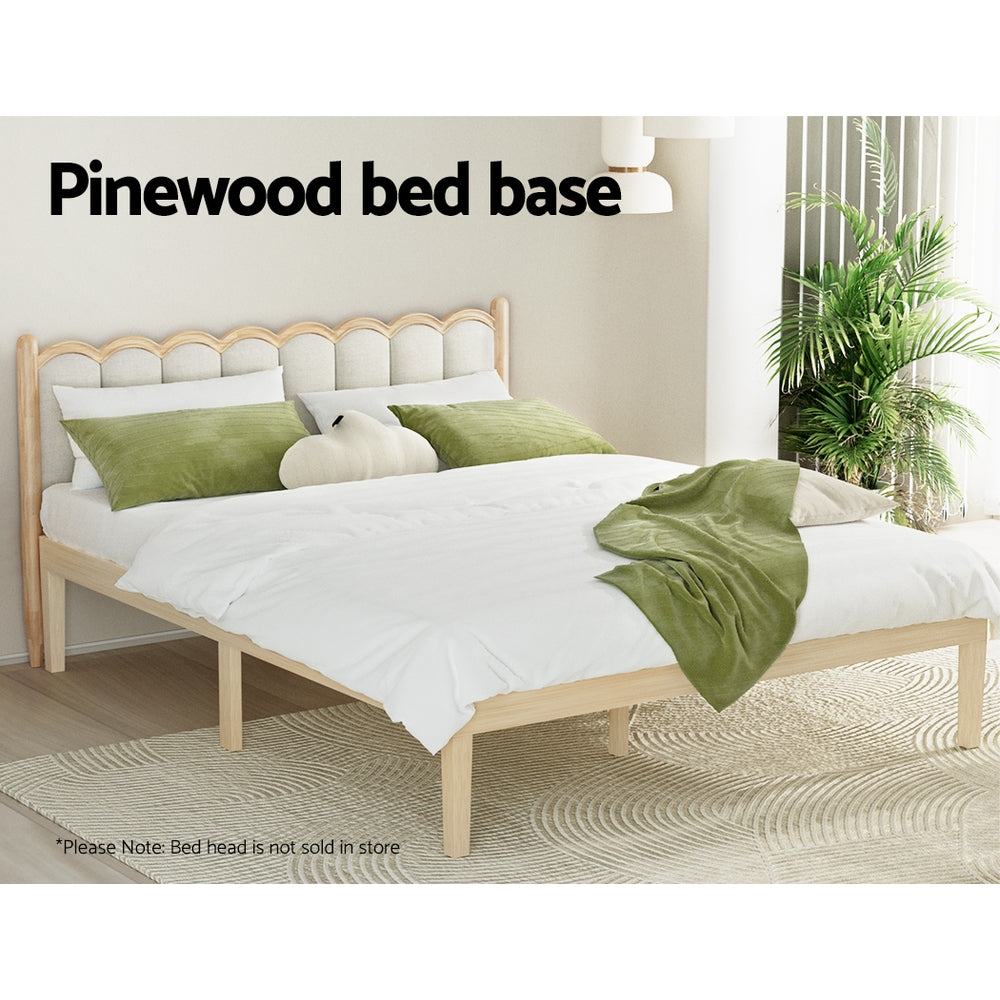 Artiss Bed Frame Double Size Wooden Base Mattress Platform Timber Pine BRUNO Chez Guru