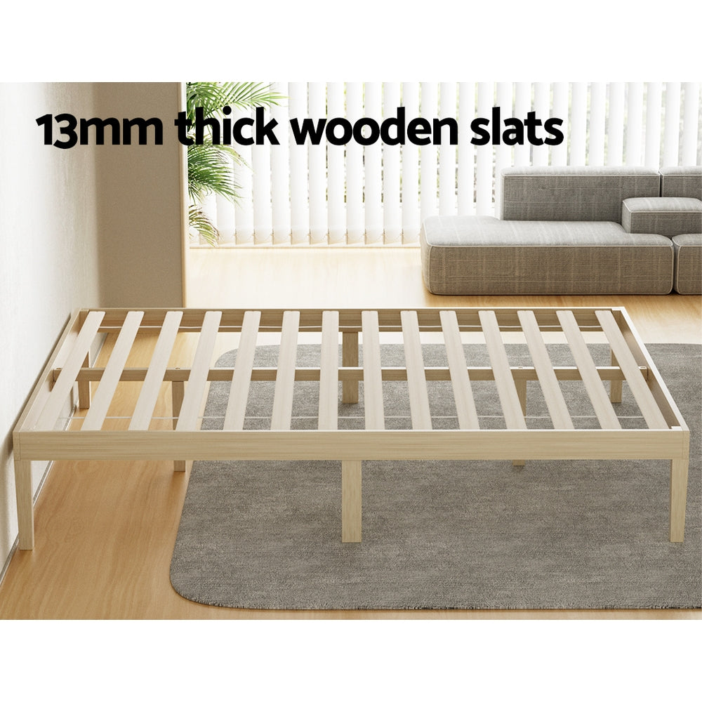 Artiss Bed Frame Double Size Wooden Base Mattress Platform Timber Pine BRUNO Chez Guru