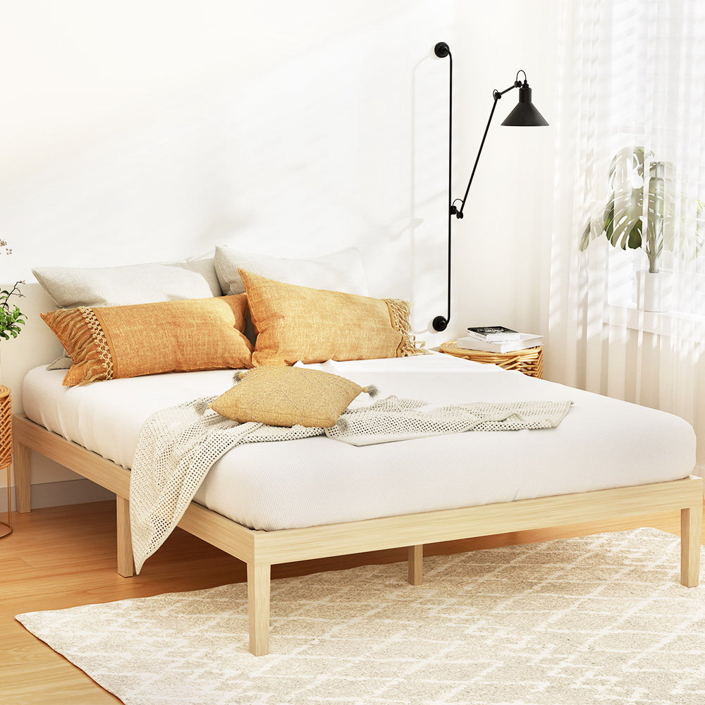 Artiss Bed Frame Double Size Wooden Base Mattress Platform Timber Pine BRUNO Chez Guru