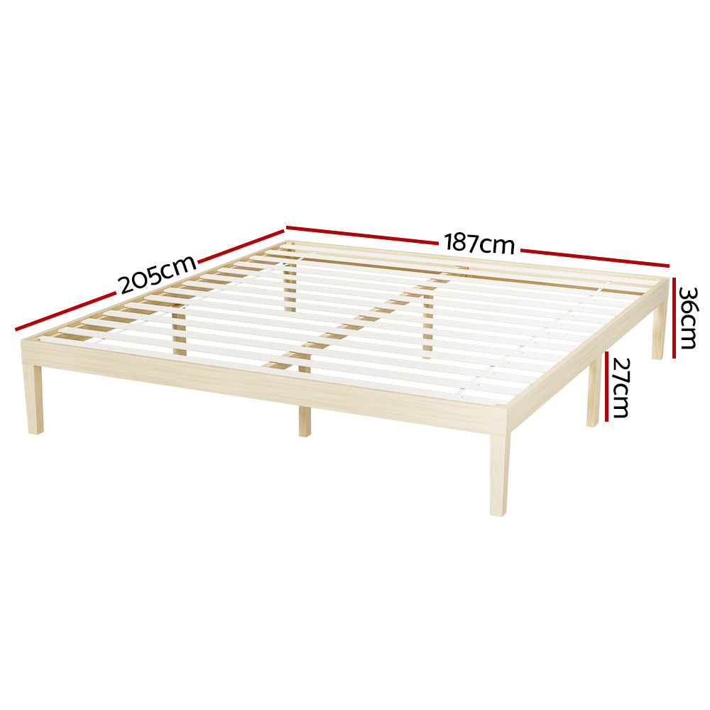 Artiss Bed Frame King Size Wooden Base Mattress Platform Timber Pine BRUNO Chez Guru