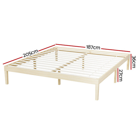 Artiss Bed Frame King Size Wooden Base Mattress Platform Timber Pine BRUNO Chez Guru