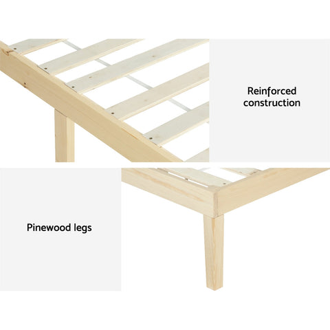Artiss Bed Frame King Size Wooden Base Mattress Platform Timber Pine BRUNO Chez Guru