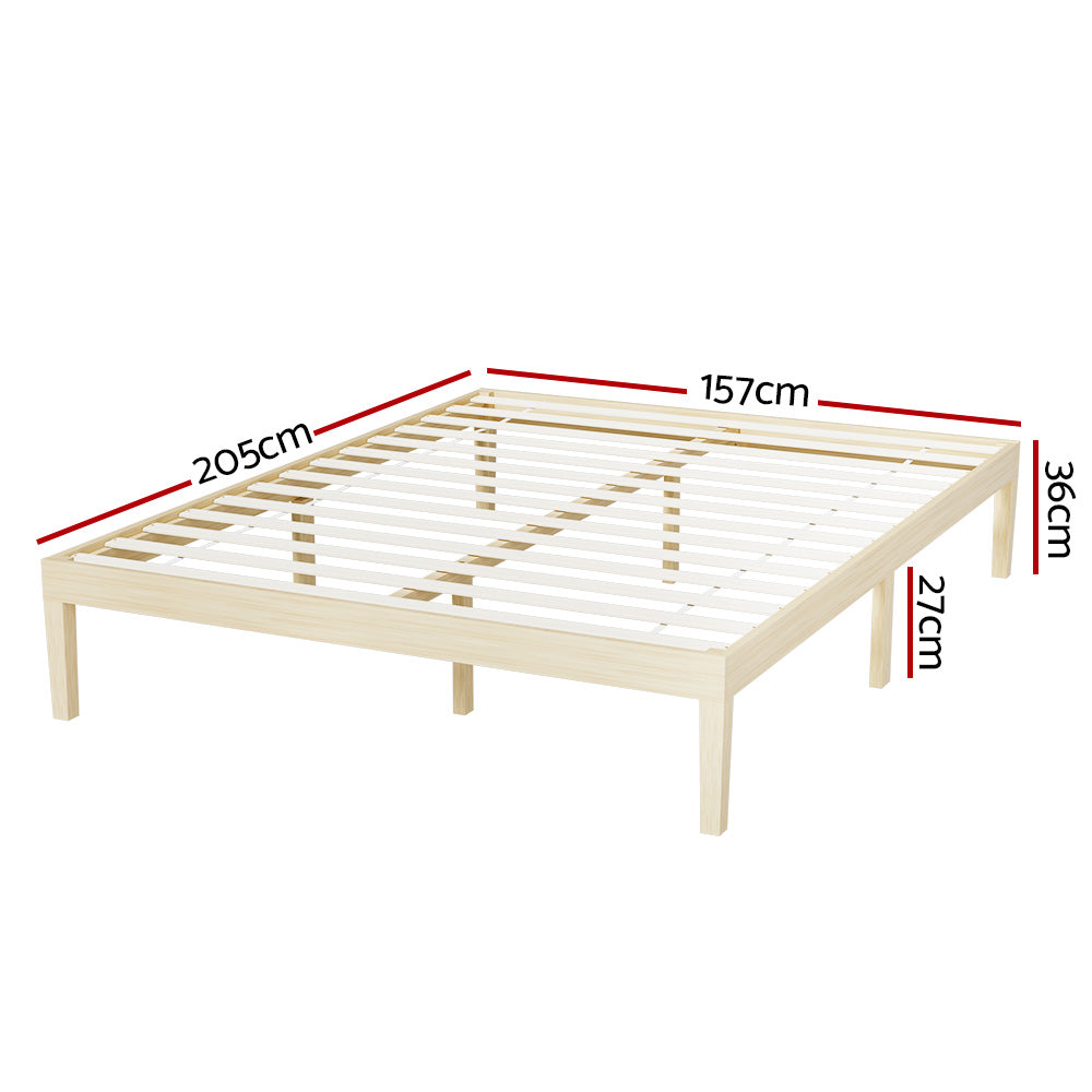 Artiss Bed Frame Queen Size Wooden Base Mattress Platform Timber Pine BRUNO Chez Guru