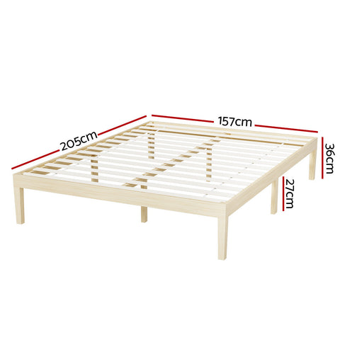 Artiss Bed Frame Queen Size Wooden Base Mattress Platform Timber Pine BRUNO Chez Guru