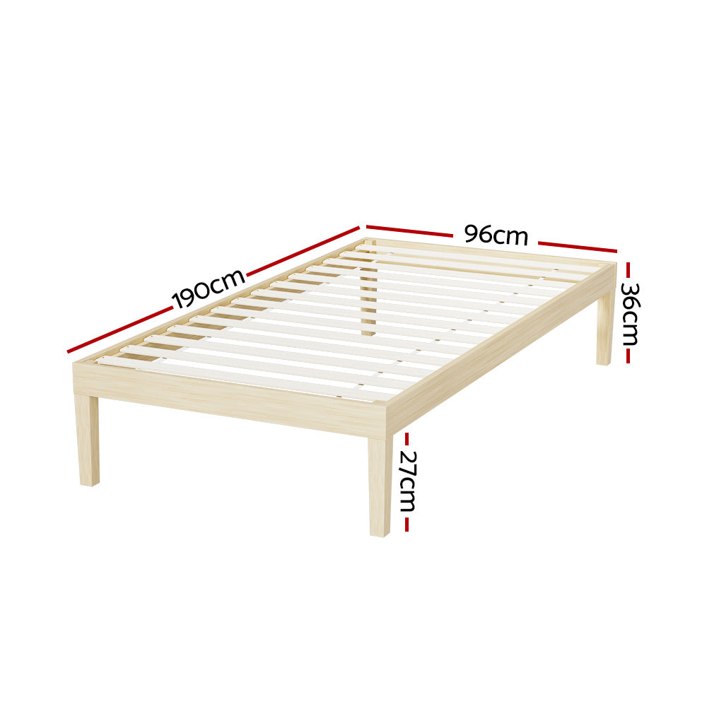 Artiss Bed Frame Single Size Wooden Base Mattress Platform Timber Pine BRUNO Chez Guru