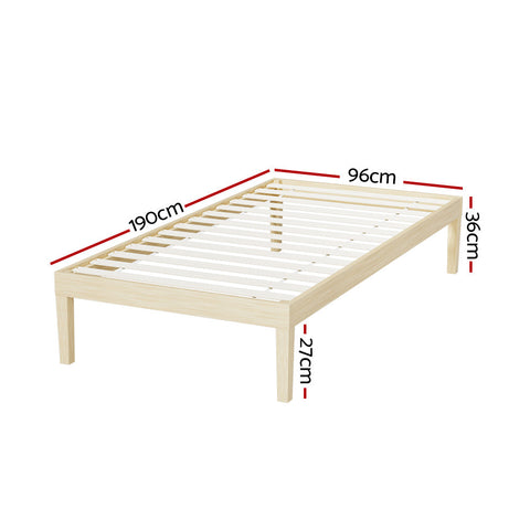 Artiss Bed Frame Single Size Wooden Base Mattress Platform Timber Pine BRUNO Chez Guru