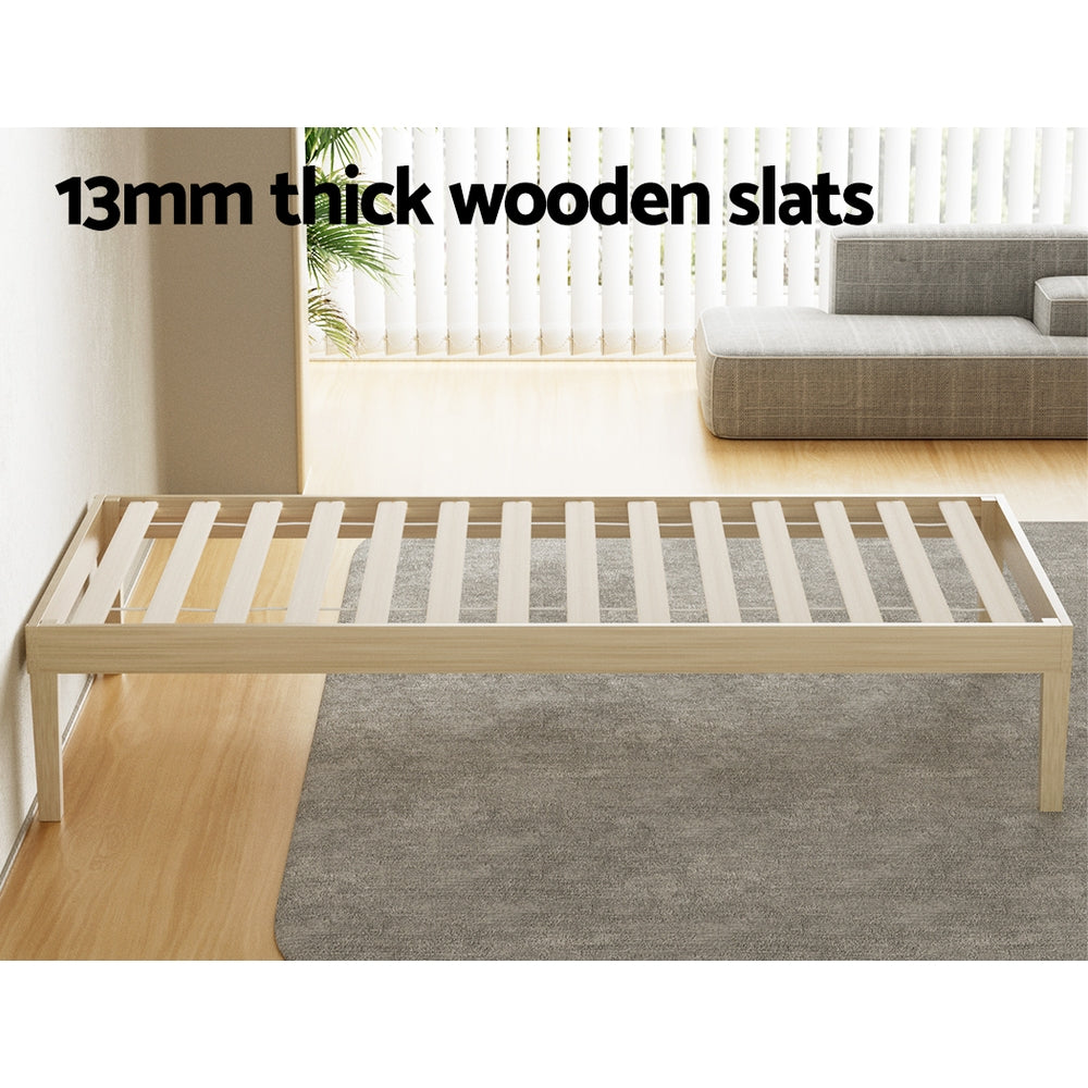 Artiss Bed Frame Single Size Wooden Base Mattress Platform Timber Pine BRUNO Chez Guru