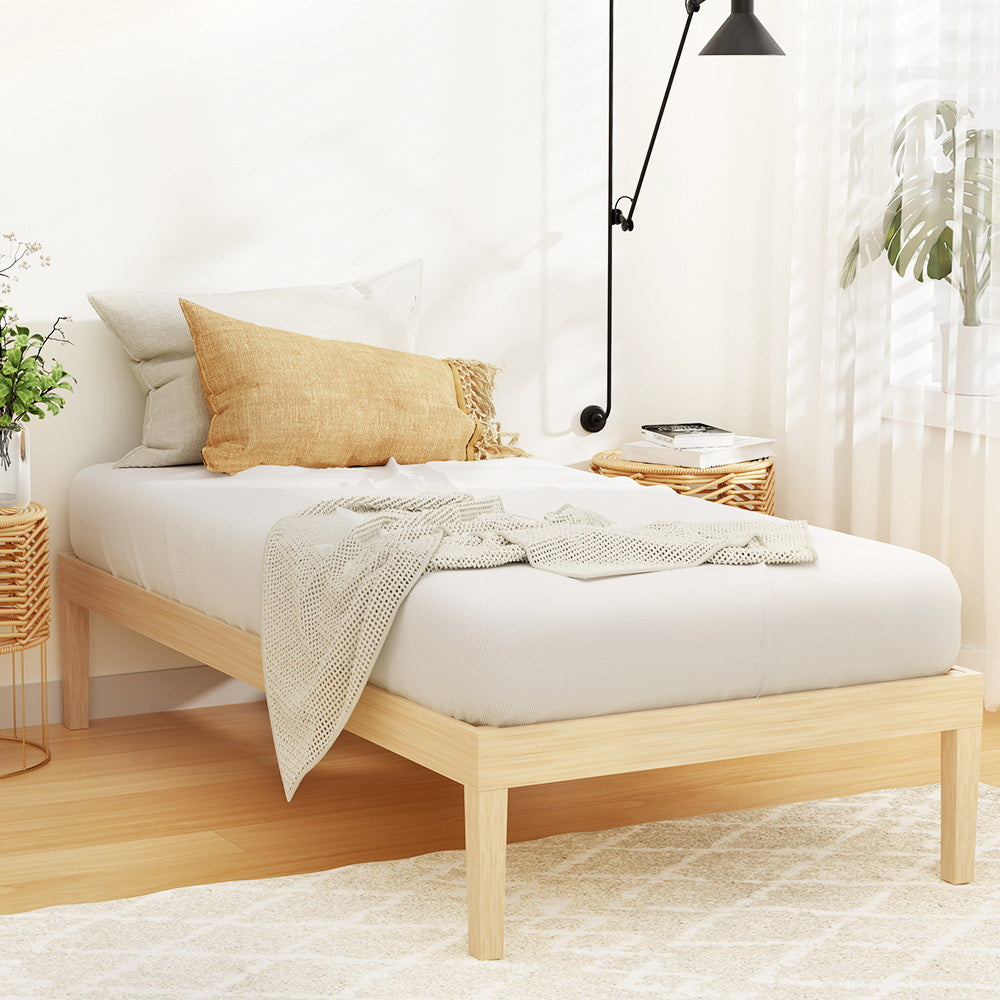 Artiss Bed Frame Single Size Wooden Base Mattress Platform Timber Pine BRUNO Chez Guru
