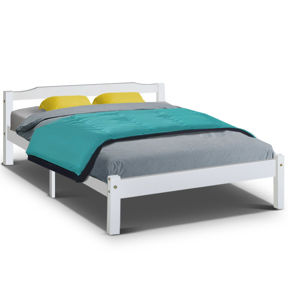 Artiss Bed Frame Double Size Wooden White LEXI Chez Guru