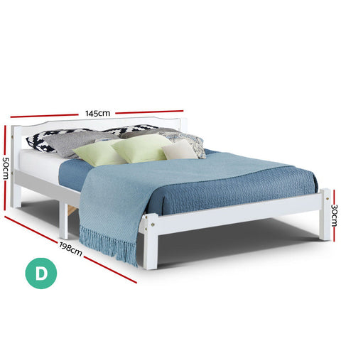 Artiss Bed Frame Double Size Wooden White LEXI Chez Guru