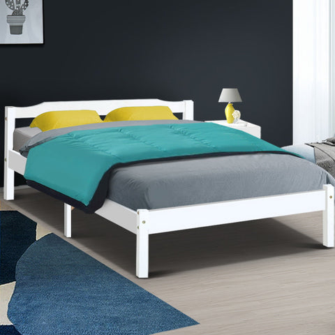 Artiss Bed Frame Double Size Wooden White LEXI Chez Guru
