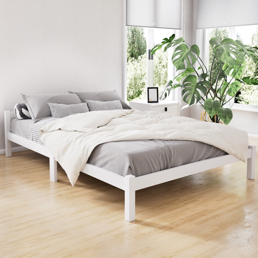 Artiss Bed Frame Double Size Wooden White LEXI Chez Guru